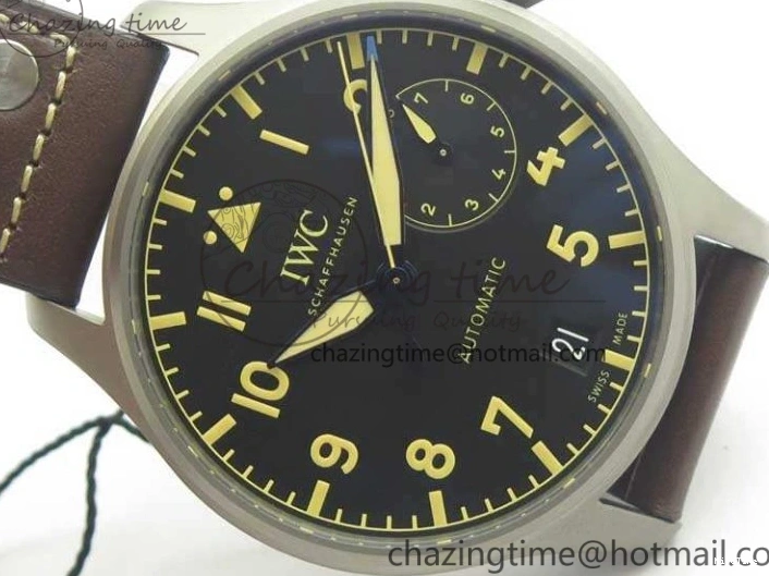 MIROTIME 0228 Big Pilot IW501004 Titanium ZF 1:1 Best Edition Black Dial On Brown Leather Strap A ZeroBulk 7212